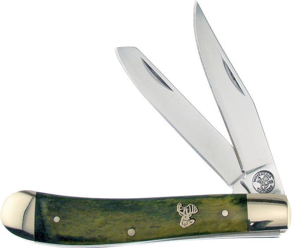 Frost Cutlery Whitetail Big Game Trapper Green Bone Stainless Folding Knife