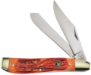 Frost Dog Leg Trapper Orange Jigged Bone Whitetail Stainless Knife