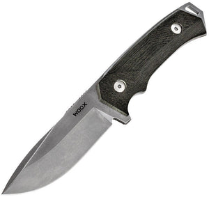 WOOX Rock 62 Black Micarta Sleipner Drop Pt Fixed Blade Knife w/ Sheath K00105