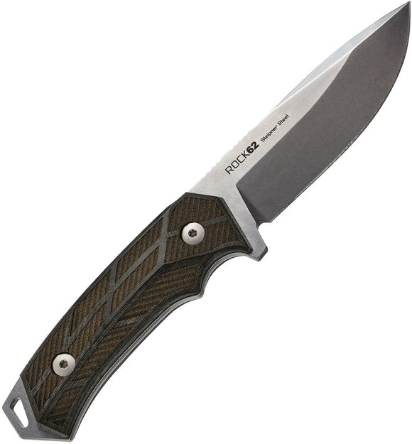 WOOX Rock 62 Black Sculpted Micarta Sleipner Fixed Blade Knife w/ Sheath K00106
