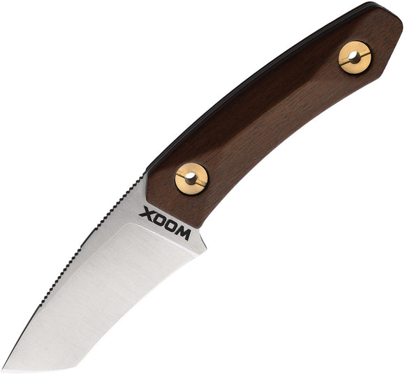 WOOX Bad Boy Walnut Wood Stainless Tanto Fixed Blade Knife w/ Belt Sheath K03001