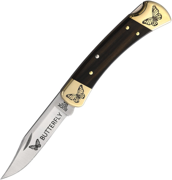 Yellowhorse Custom Buck 110 Butterfly Lockback Ebony Wood Folding 420HC Pocket Knife 361