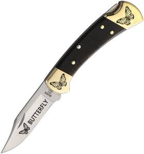 Yellowhorse Custom Buck 112 Butterfly Lockback Ebony Wood Folding 420HC Knife 362