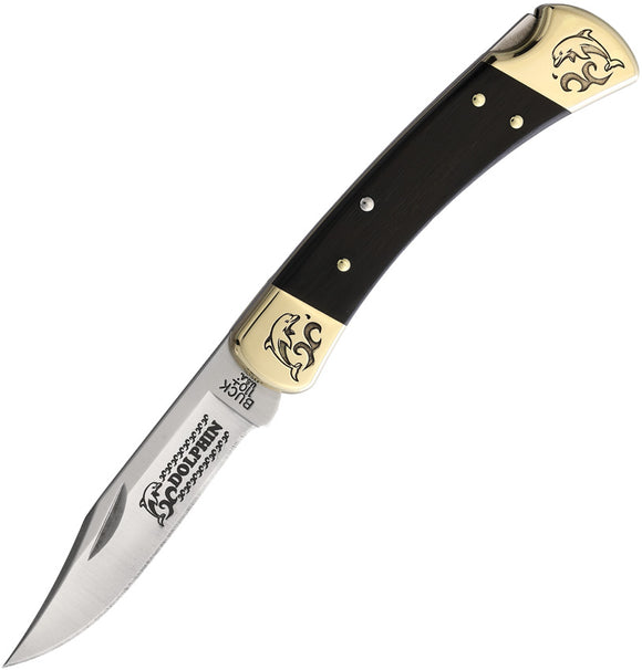 Yellowhorse Custom Buck 110 Dolphin Lockback Ebony Wood Folding 420HC Pocket Knife 365