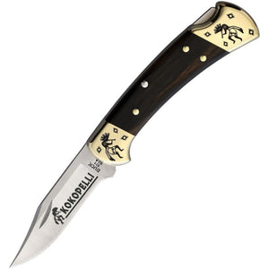 Yellowhorse Custom Buck 112 Kokopelli Lockback Ebony Wood Folding 420HC Knife 398
