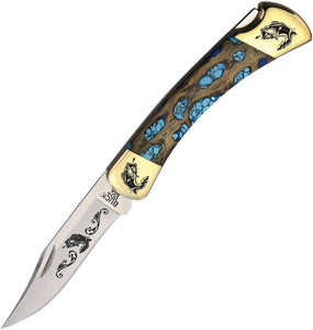 Yellowhorse Custom Buck 110 Bass Cholla Cactus & Arizona Turquoise Folding 420HC Knife 410