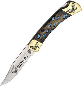 Yellowhorse Custom Buck 110 Butterfly Cholla Cactus & Arizona Turquoise Folding Knife 411