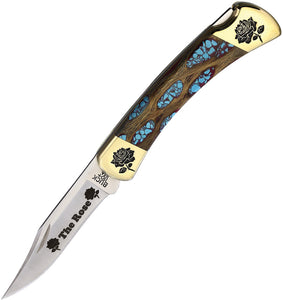 Yellowhorse Custom Buck 110 Rose Cholla Cactus & Arizona Turquoise Folding 420HC Knife 412