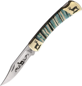 Yellowhorse Custom Buck 110 Deer Lockback  Green Mammoth Tooth 420HC Pocket Knife 427