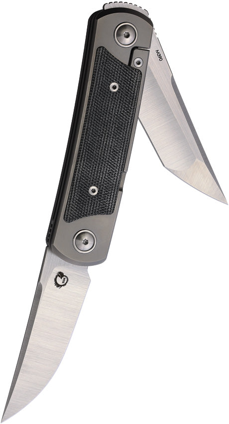 Yan Knives EMW Framelock Grey Titanium Folding Bohler M390 Pocket Knife EMWBM