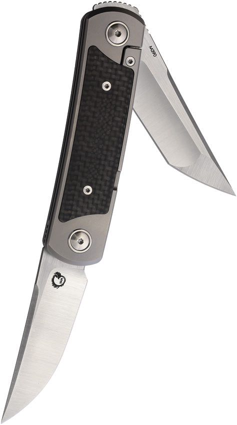 Yan Knives EMW Framelock Grey Titanium Folding Bohler M390 Pocket Knife EMWCF