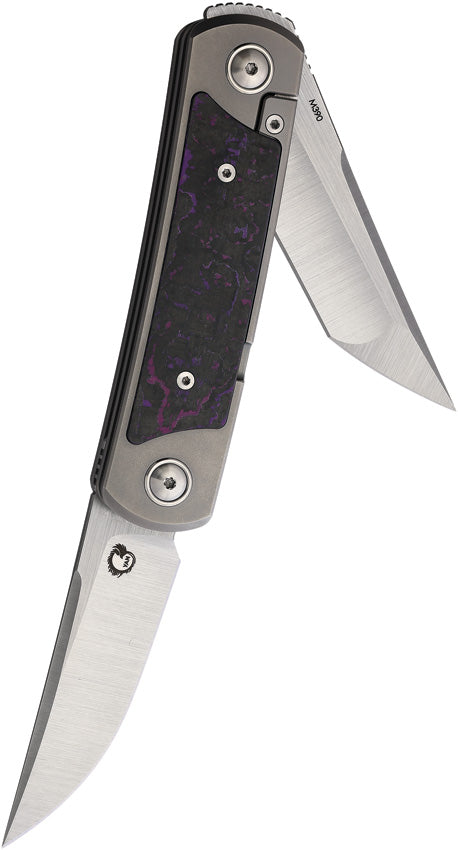 Yan Knives EMW Framelock Grey Titanium Folding Bohler M390 Pocket Knife EMWPHFCF