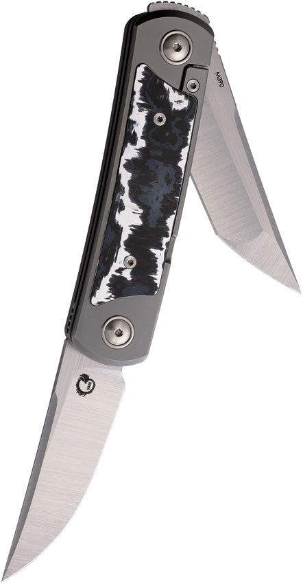 Yan Knives EMW Framelock Grey Titanium Folding Bohler M390 Pocket Knife EMWWSFCF