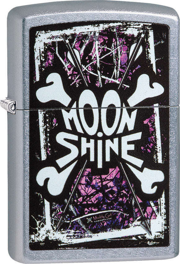 Zippo Lighter Large Moon Shine Logo Muddy Girl Pink & Black Camo Design 02150