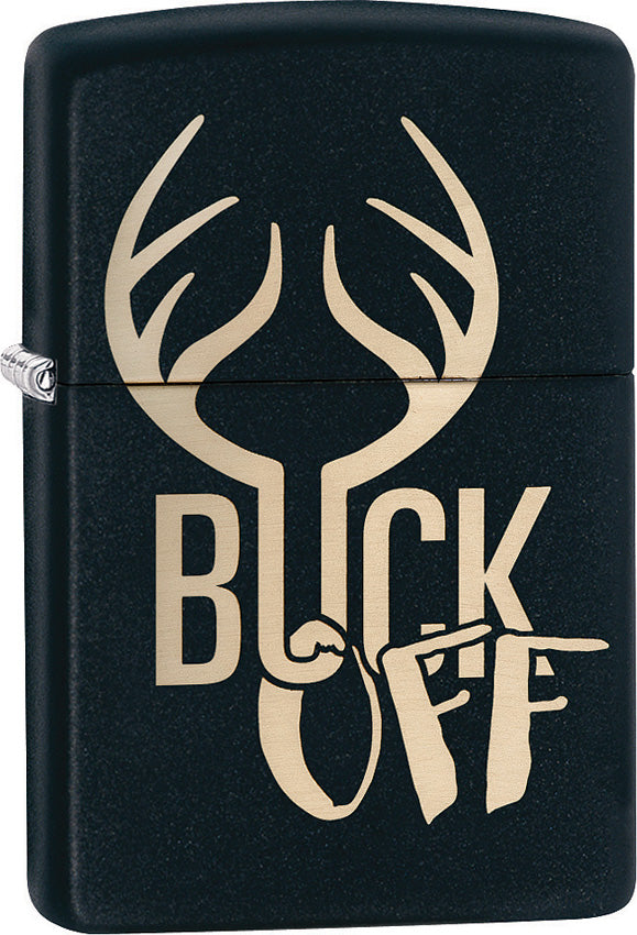 Zippo Lighter Buck Off Laser Design Black Matte Windproof Usa New 02208