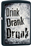 Zippo Lighter Drink Drank Drunk Black matte Windproof Usa New 02219