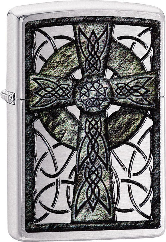 Zippo Lighter Celtic Cross Chrome Windproof USA New 02223