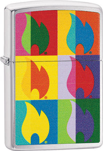 Zippo Lighter Abstract Flame Brushed Chrome Windproof USA New 02224