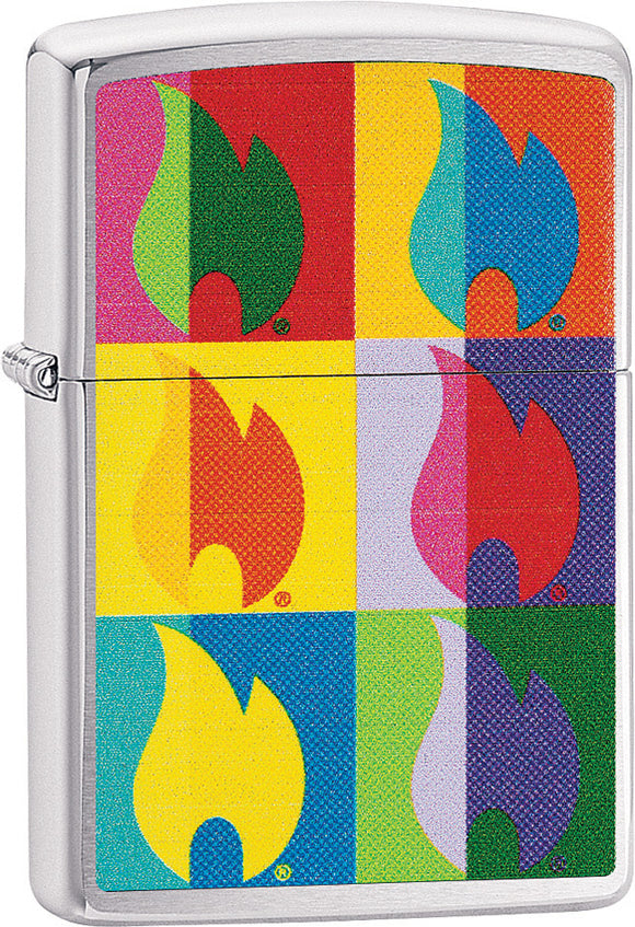 Zippo Lighter Abstract Flame Brushed Chrome Windproof USA New 02224