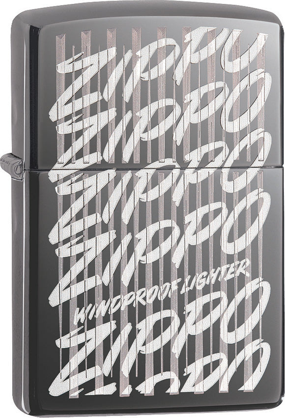 Zippo Lighter Logo Black Ice Lighter Black Windproof USA New 02232