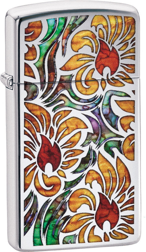 Zippo Lighter Fusion Floral Slim Windless USA Made 05591