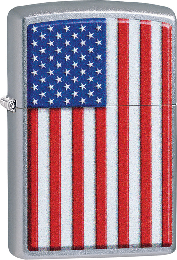 Zippo Patriotic Flag Street Chrome Windproof Lighter 06229