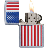 Zippo Patriotic Flag Street Chrome Windproof Lighter 06229