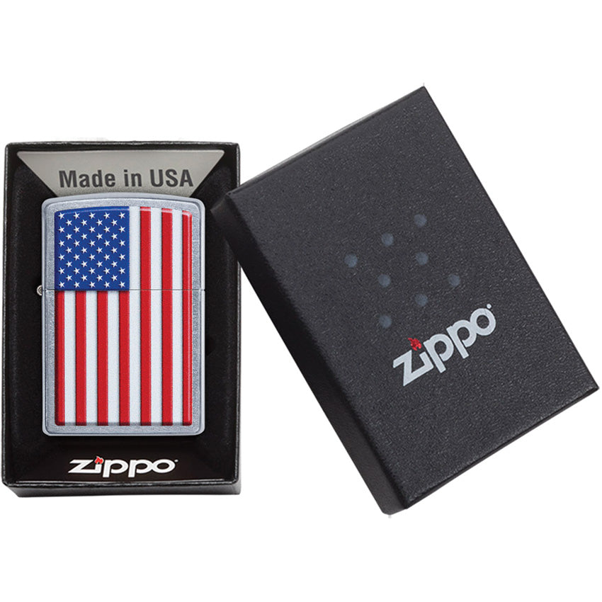 Zippo Patriotic Flag Street Chrome Windproof Lighter 06229 – Atlantic ...