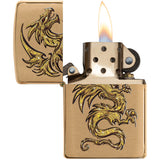 Zippo Dragon Design Brushed Brass Windproof Lighter 06234