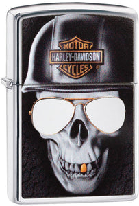 Zippo Lighter Harley Davidson Skull Windless USA Made 06740