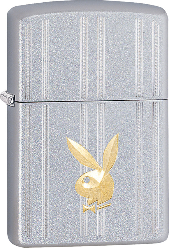Zippo Playboy Logo Design Satin Chrome Windproof Lighter 07374