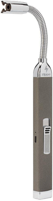 Zippo Pebble Gray Finish Rechargeable Candle Lighter w/ Charging Cable 08293
