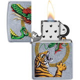 Zippo Chinese Dragon Design Street Chrome Waterproof Lighter 08712