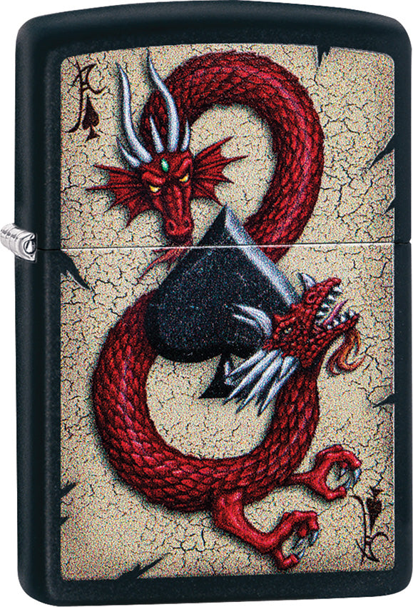 Zippo Dragon Ace Design Black Matte Windproof Lighter 08716