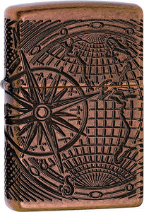 Zippo Lighter Antique Copper World Map 08809