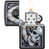 Zippo Skull Clock Design Black Matte Windproof Lighter 08846