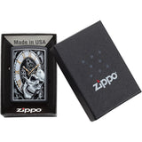 Zippo Skull Clock Design Black Matte Windproof Lighter 08846