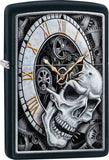 Zippo Skull Clock Design Black Matte Windproof Lighter 08846