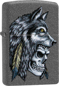 Zippo Wolf Skull Design Iron Stone Windproof Lighter 09071