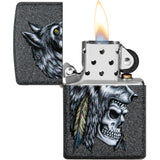 Zippo Wolf Skull Design Iron Stone Windproof Lighter 09071