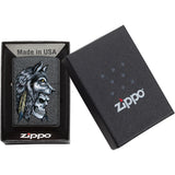 Zippo Wolf Skull Design Iron Stone Windproof Lighter 09071