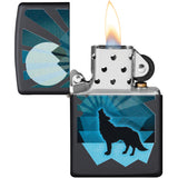 Zippo Wolf And Moon Black Matte Windproof Lighter 09072