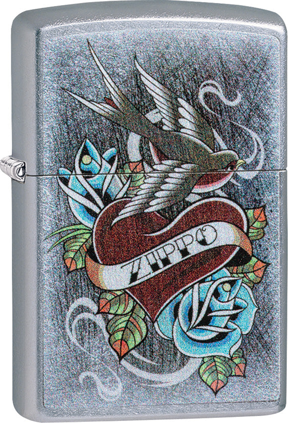 Zippo Vintage Tattoo Design Street Chrome Water Resistant Lighter 09082