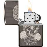 Zippo Fancy Skull Design Black Ice Windproof Lighter 09137