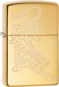 Zippo Tiger Design High Polish Brass Windproof Lighter 09138