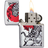 Zippo Asian Tiger Design Brushed Chrome Windproof Lighter 09166