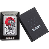 Zippo Asian Tiger Design Brushed Chrome Windproof Lighter 09166