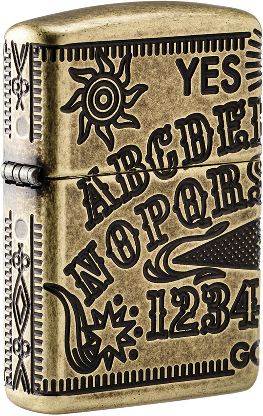 Zippo Ouija Board Armor MultiCut Antique Brass Windproof Lighter 11329