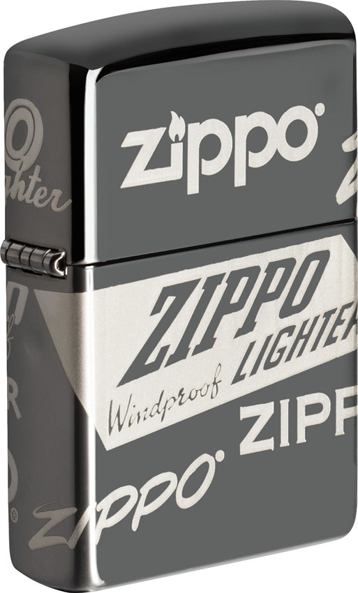 Zippo Logo Design Black Ice Windproof Lighter 11451