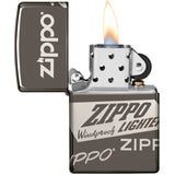 Zippo Logo Design Black Ice Windproof Lighter 11451